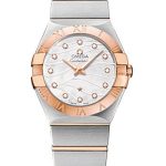 Omega Constellation Quartz 27 mm Watch – 27.0 mm Steel And Red Gold Case – 18K Red Gold Bezel – Mother-Of-Pearl Diamond Dial – Steel Bracelet – 123.20.27.60.55.006