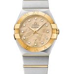 Omega Constellation Quartz 27 mm Watch – 27.0 mm Steel And Yellow Gold Case – 18K Yellow Gold Bezel – Champagne Mother-Of-Pearl Diamond Dial – Steel Bracelet – 123.20.27.60.57.001