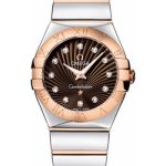 Omega Ladies Constellation Polished Quartz Watch – 27 mm Polished Steel And Red Gold Case – Brown Diamond Dial – Steel And Red Gold Bracelet – 123.20.27.60.63.002