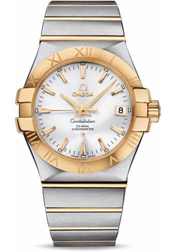 Omega Gents Constellation Chronometer Watch – 35 mm Brushed Steel And Yellow Gold Case – Silver Dial – 123.20.35.20.02.002
