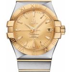 Omega Gents Constellation Chronometer Watch – 35 mm Brushed Steel And Yellow Gold Case – Champagne Dial – 123.20.35.20.08.001
