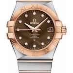Omega Gents Constellation Chronometer Watch – 35 mm Brushed Steel And Red Gold Case – Brown Diamond Dial – 123.20.35.20.63.001