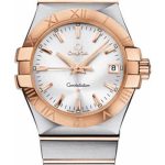 Omega Gents Constellation Quartz Watch – 35 mm Brushed Steel And Red Gold Case – Silver Dial – 123.20.35.60.02.001