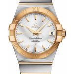Omega Gents Constellation Chronometer Watch – 38 mm Brushed Steel And Yellow Gold Case – Silver Dial – 123.20.38.21.02.002