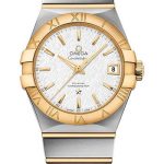 Omega Constellation Co-Axial Master Chronometer Watch – 38 mm Steel And Yellow Gold Case – White -Silvery Dial – Brushed Steel Bracelet – 123.20.38.21.02.006