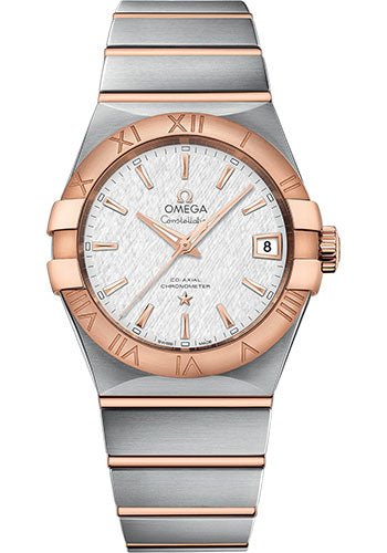 Omega Constellation Co-Axial Watch – 38 mm Steel And Red Gold Case – White -Silvery Dial – 123.20.38.21.02.007