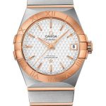 Omega Constellation Co-Axial Watch – 38 mm Steel Case – Red Gold Bezel – Silver Dial – Red Gold Bracelet – 123.20.38.21.02.008