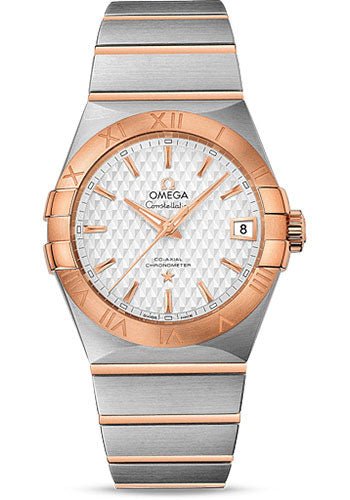 Omega Constellation Co-Axial Watch – 38 mm Steel Case – Red Gold Bezel – Silver Dial – Red Gold Bracelet – 123.20.38.21.02.008