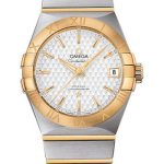 Omega Constellation Co-Axial Watch – 38 mm Steel Case – Yellow Gold Bezel – Silver Dial – Yellow Gold Bracelet – 123.20.38.21.02.009