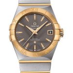 Omega Constellation Co-Axial Watch – 38 mm Steel Case – 18K Yellow Gold Bezel – Grey Dial – 123.20.38.21.06.001