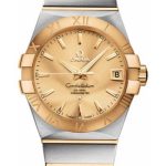 Omega Gents Constellation Chronometer Watch – 38 mm Brushed Steel And Yellow Gold Case – Champagne Dial – 123.20.38.21.08.001