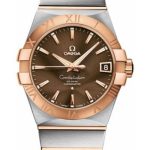 Omega Gents Constellation Chronometer Watch – 38 mm Brushed Steel And Red Gold Case – Brown Dial – 123.20.38.21.13.001