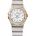 Omega Ladies Constellation Quartz Watch – 24 mm Brushed Steel And Yellow Gold Case – Diamond Bezel – Mother-Of-Pearl Diamond Dial – 123.25.24.60.55.003