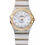 Omega Ladies Constellation Quartz Watch – 24 mm Brushed Steel And Yellow Gold Case – Diamond Bezel – Mother-Of-Pearl Diamond Dial – 123.25.24.60.55.004