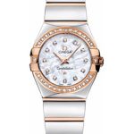 Omega Ladies Constellation Polished Quartz Watch – 24 mm Polished Steel And Red Gold Case – Diamond Bezel – Mother-Of-Pearl Diamond Dial – Steel And Red Gold Bracelet – 123.25.24.60.55.005