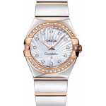 Omega Ladies Constellation Polished Quartz Watch – 24 mm Polished Steel And Red Gold Case – Diamond Bezel – Mother-Of-Pearl Diamond Dial – Steel And Red Gold Bracelet – 123.25.24.60.55.006