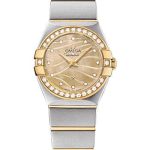 Omega Constellation Quartz Watch – 24 mm Steel And Yellow Gold Case – Diamond-Set Yellow Gold Bezel – Champagne Mother-Of-Pearl Diamond Dial – Steel Bracelet – 123.25.24.60.57.001