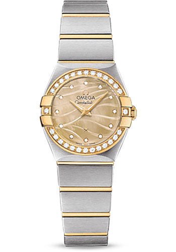 Omega Constellation Quartz Watch – 24 mm Steel And Yellow Gold Case – Diamond-Set Yellow Gold Bezel – Champagne Mother-Of-Pearl Diamond Dial – Steel Bracelet – 123.25.24.60.57.001