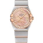 Omega Constellation Quartz Watch – 24 mm Red Gold Case – Diamond-Set Red Gold Bezel – Red Gold Mother-Of-Pearl Diamond Dial – Steel Bracelet – 123.25.24.60.57.002