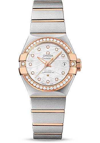 Omega Constellation Co-Axial Watch – 27 mm Steel And Red Gold Case – Diamond-Set Red Gold Bezel – Mother-Of-Pearl Dial – Steel Bracelet – 123.25.27.20.55.005