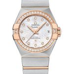 Omega Constellation Co-Axial Watch – 27 mm Steel Case – Diamond-Set 18K Red Gold Bezel – Mother-Of-Pearl Diamond Dial – 123.25.27.20.55.006
