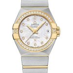 Omega Constellation Co-Axial Watch – 27 mm Steel Case – Diamond-Set Yellow Gold Bezel – Mother-Of-Pearl Dial – 123.25.27.20.55.007