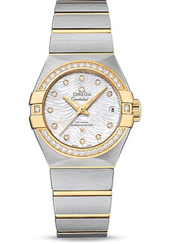 Omega Constellation Co-Axial Watch – 27 mm Steel Case – Diamond-Set Yellow Gold Bezel – Mother-Of-Pearl Dial – 123.25.27.20.55.007