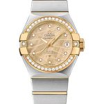 Omega Constellation Co-Axial Watch – 27 mm Steel And Yellow Gold Case – Diamond-Set Yellow Gold Bezel – Champagne Mother-Of-Pearl Dial – Steel Bracelet – 123.25.27.20.57.002