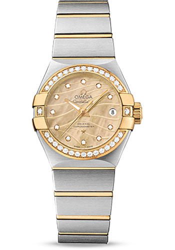 Omega Constellation Co-Axial Watch – 27 mm Steel And Yellow Gold Case – Diamond-Set Yellow Gold Bezel – Champagne Mother-Of-Pearl Dial – Steel Bracelet – 123.25.27.20.57.002