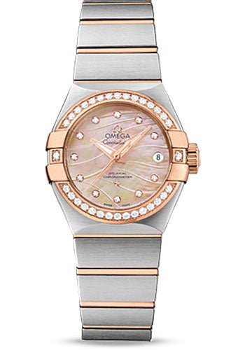 Omega Constellation Co-Axial Watch – 27 mm Steel And Red Gold Case – Diamond-Set Red Gold Bezel – Red Gold Mother-Of-Pearl Dial – Steel Bracelet – 123.25.27.20.57.003