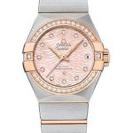 Omega Constellation Co-Axial 27 mm Watch – 27.0 mm Steel Case – Red Gold Diamond Bezel – Pink Mother-Of-Pearl Diamond Dial – 123.25.27.20.57.004