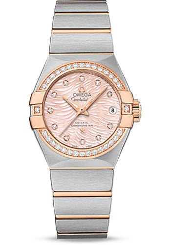 Omega Constellation Co-Axial 27 mm Watch – 27.0 mm Steel Case – Red Gold Diamond Bezel – Pink Mother-Of-Pearl Diamond Dial – 123.25.27.20.57.004