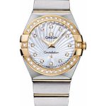Omega Ladies Constellation Quartz Watch – 27 mm Brushed Steel And Yellow Gold Case – Diamond Bezel – Mother-Of-Pearl Diamond Dial – 123.25.27.60.55.004
