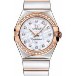 Omega Ladies Constellation Polished Quartz Watch – 27 mm Polished Steel And Red Gold Case – Diamond Bezel – Mother-Of-Pearl Diamond Dial – Steel And Red Gold Bracelet – 123.25.27.60.55.005