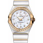 Omega Ladies Constellation Polished Quartz Watch – 27 mm Polished Steel And Yellow Gold Case – Diamond Bezel – Mother-Of-Pearl Diamond Dial – Steel And Yellow Gold Bracelet – 123.25.27.60.55.007