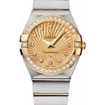 Omega Ladies Constellation Quartz Watch – 27 mm Brushed Steel And Yellow Gold Case – Diamond Bezel – Champagne Diamond Dial – 123.25.27.60.58.001