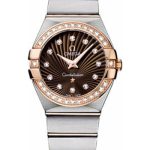 Omega Ladies Constellation Quartz Watch – 27 mm Brushed Steel And Red Gold Case – Diamond Bezel – Brown Diamond Dial – 123.25.27.60.63.001
