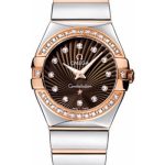 Omega Ladies Constellation Polished Quartz Watch – 27 mm Polished Steel And Red Gold Case – Diamond Bezel – Brown Diamond Dial – Steel And Red Gold Bracelet – 123.25.27.60.63.002