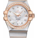 Omega Gents Constellation Chronometer Watch – 35 mm Brushed Steel And Red Gold Case – Diamond Bezel – Silver Diamond Dial – 123.25.35.20.52.001