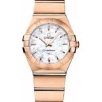 Omega Ladies Constellation Quartz Watch – 24 mm Brushed Red Gold Case – Mother-Of-Pearl Dial – 123.50.24.60.05.001