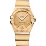 Omega Ladies Constellation Quartz Watch – 24 mm Brushed Yellow Gold Case – Champagne Dial – 123.50.24.60.08.001