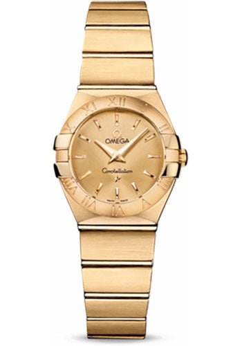 Omega Ladies Constellation Quartz Watch – 24 mm Brushed Yellow Gold Case – Champagne Dial – 123.50.24.60.08.001