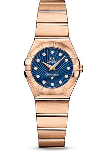 Omega Constellation Quartz Watch – 24 mm Brushed Red Gold Case – Blue Supernova Diamond Dial – 123.50.24.60.53.001