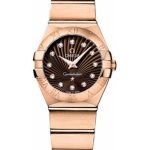 Omega Ladies Constellation Quartz Watch – 24 mm Brushed Red Gold Case – Brown Diamond Dial – 123.50.24.60.63.001