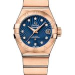 Omega Constellation Co-Axial Watch – 27 mm Brushed Red Gold Case – Blue Supernova Diamond Dial – 123.50.27.20.53.001