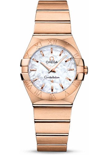 Omega Ladies Constellation Quartz Watch – 27 mm Brushed Red Gold Case – Mother-Of-Pearl Dial – 123.50.27.60.05.001