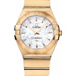 Omega Ladies Constellation Quartz Watch – 27 mm Brushed Yellow Gold Case – Mother-Of-Pearl Dial – 123.50.27.60.05.002