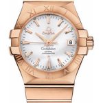 Omega Gents Constellation Chronometer Watch – 35 mm Brushed Red Gold Case – Silver Dial – 123.50.35.20.02.001
