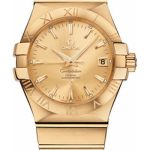 Omega Gents Constellation Chronometer Watch – 35 mm Brushed Yellow Gold Case – Champagne Dial – 123.50.35.20.08.001