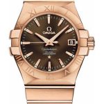 Omega Gents Constellation Chronometer Watch – 35 mm Brushed Red Gold Case – Brown Dial – 123.50.35.20.13.001
